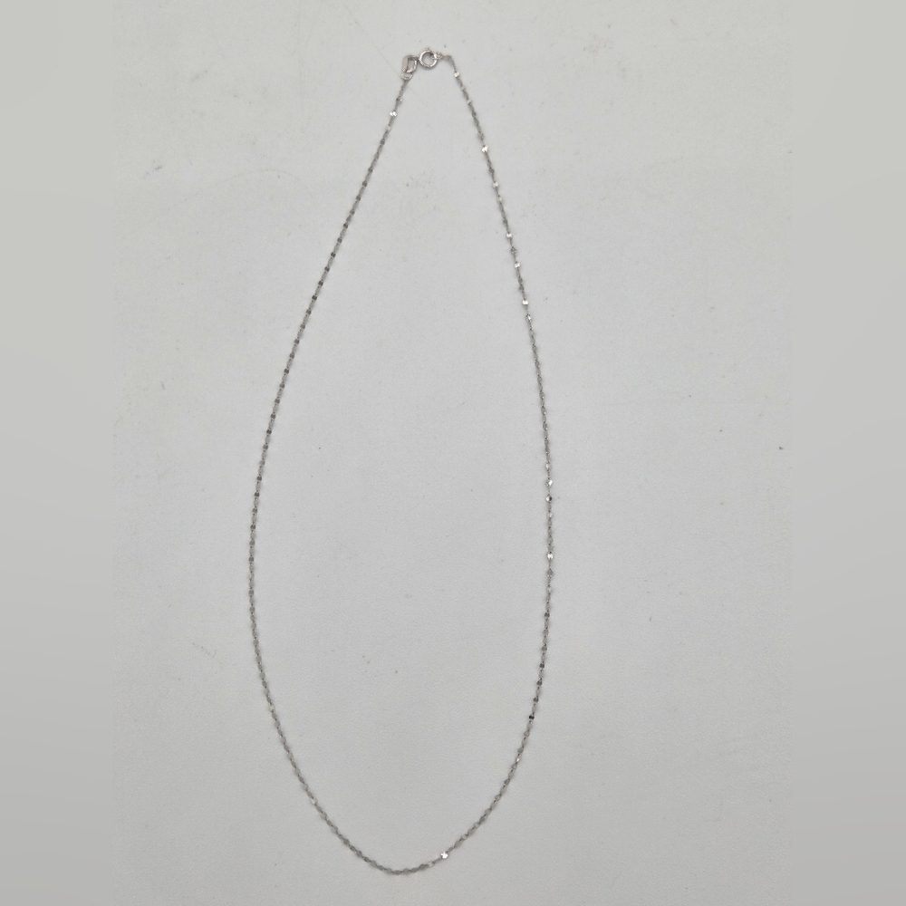 Elegant 10k White Gold Mirror Chain Necklace 16inch